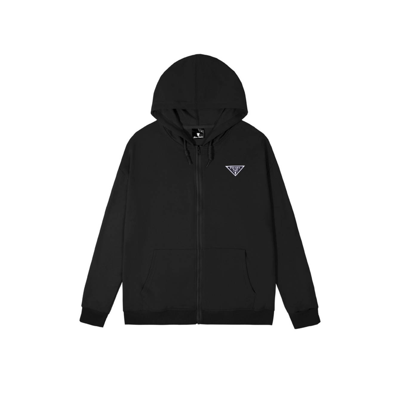 Prada Enamel Triangle Logo Zip-Up Hoodie
